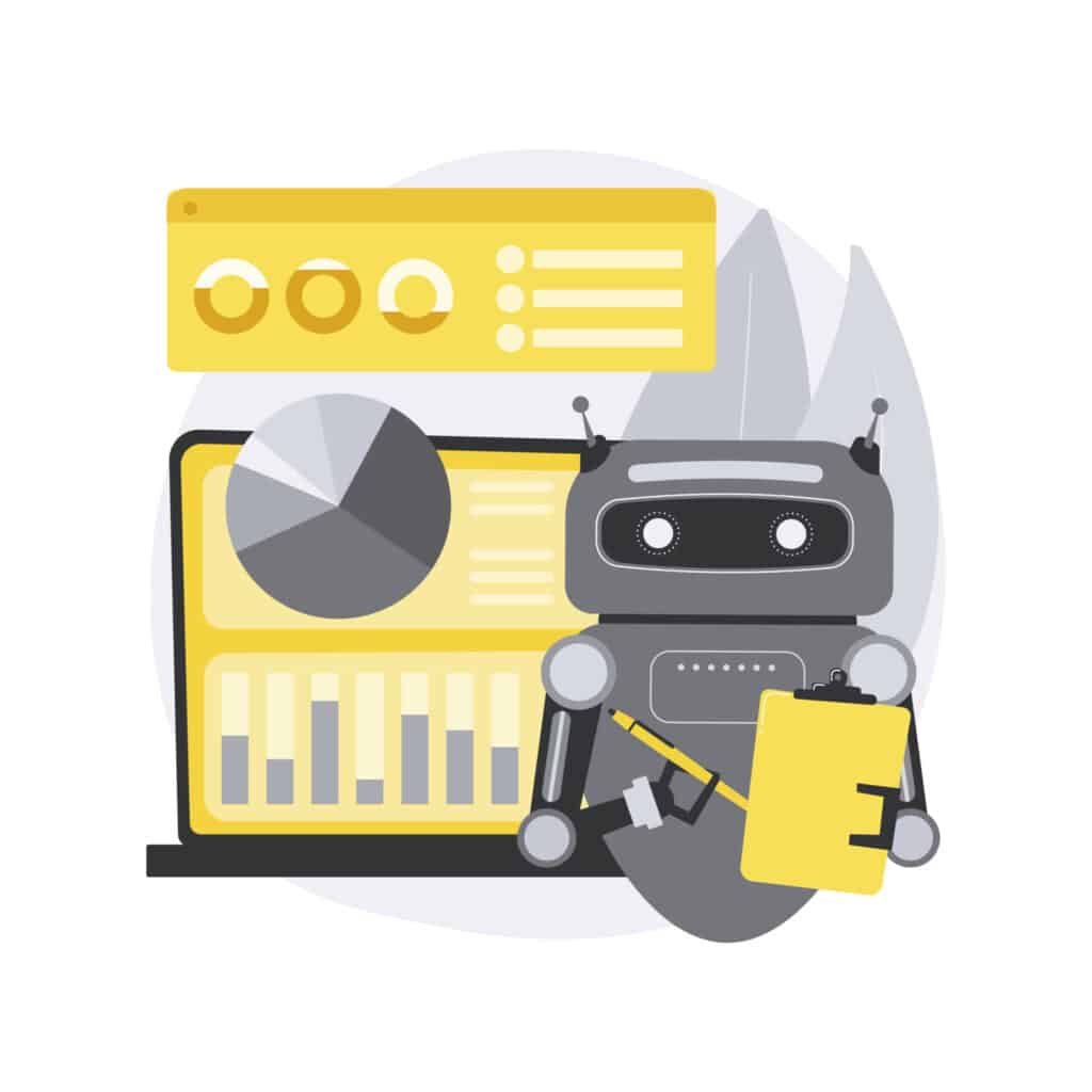 AI-powered marketing tools abstract concept vector illustration. Orguvc l tech 20 single 08