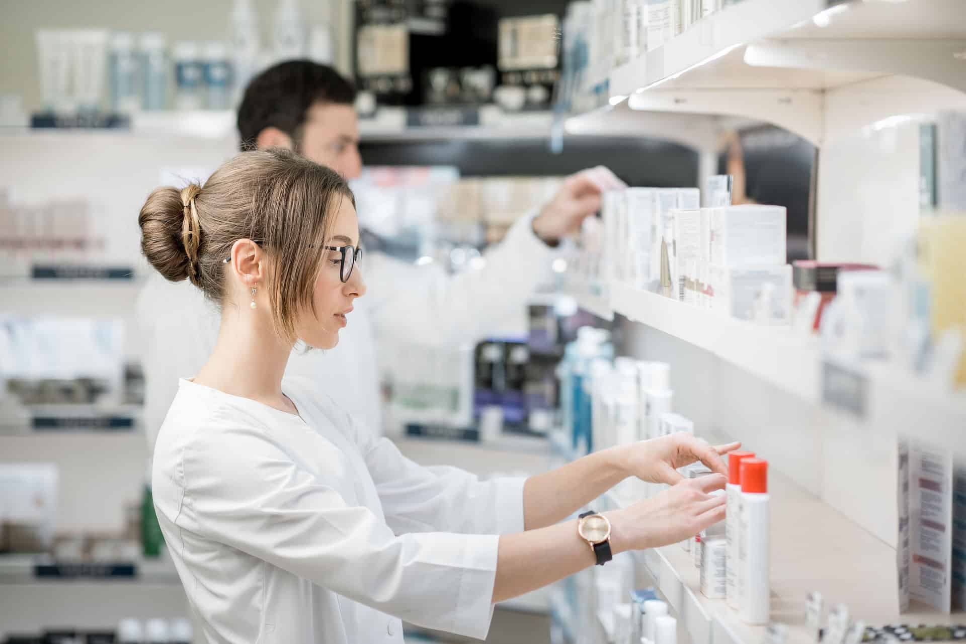 Pharmacists working in the pharmacy store